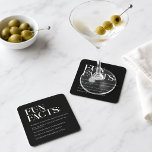 Black and White Modern Fun Facts Wedding Square Paper Coaster<br><div class="desc">Customize these modern "fun facts." coasters with your own text. A fun way to engage you guests and get them talking. Personalize with your own fun facts about each other!</div>