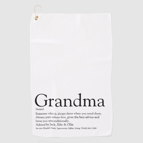 Black and White Modern Fun Grandma Grandmother Golf Towel