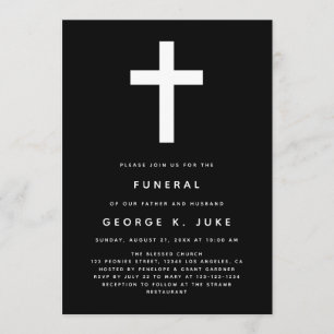Black And White Modern Funeral Announcement