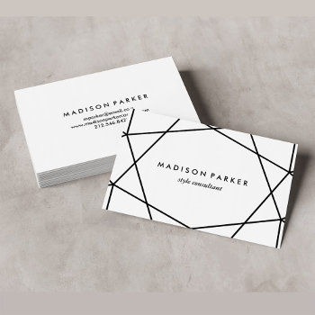 Black And White Modern Geometric Business Card by christine592 at Zazzle