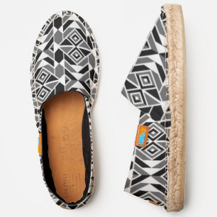 Black and White Modern Geometric Pattern   Tribal Espadrilles