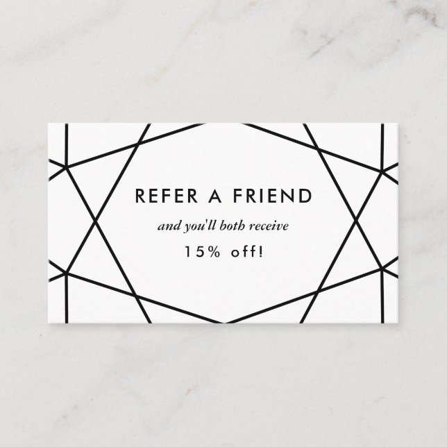 Black and White Modern Geometric Referral Card (Front)
