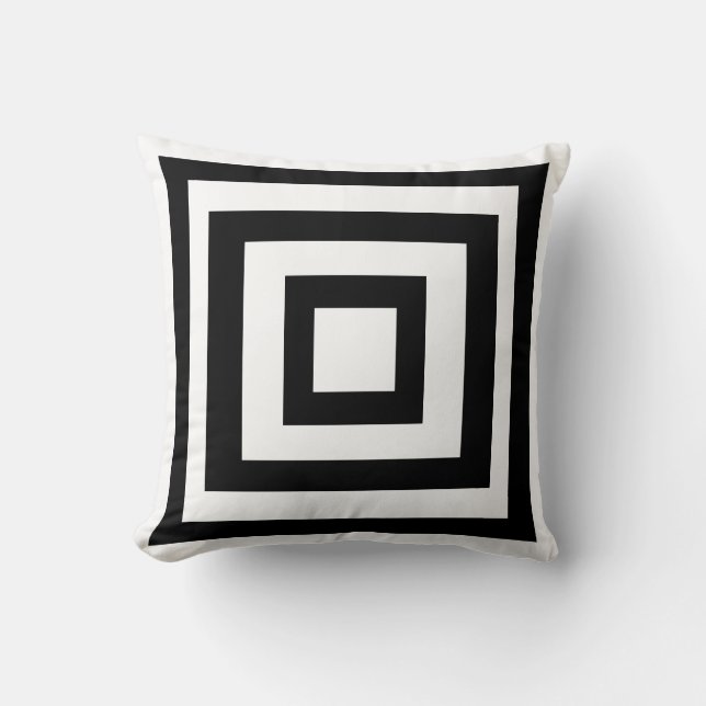 Black and white modern geometric throw pillow (Front)