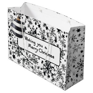 Black and White Modern Gift Bag for Christmas