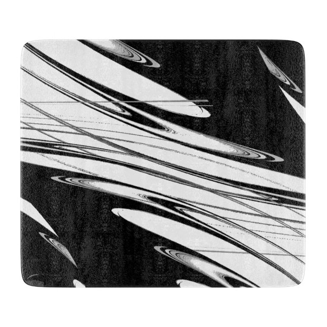 Black and White Modern Glass Cutting Board (Front)