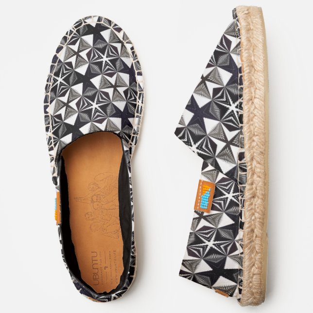    Black and White Modern Graphic Pattern Abstract Espadrilles (Side)