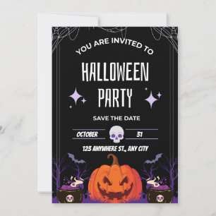 Black and White Modern Halloween Party Invitation
