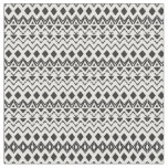 Black and White Modern Hand Drawn Tribal Aztec Fabric