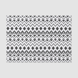Black and White Modern Hand Drawn Tribal Aztec Tissue Paper