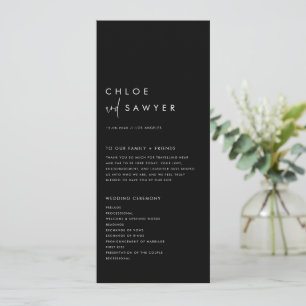 Black and White Modern Handwritten Script Wedding Program