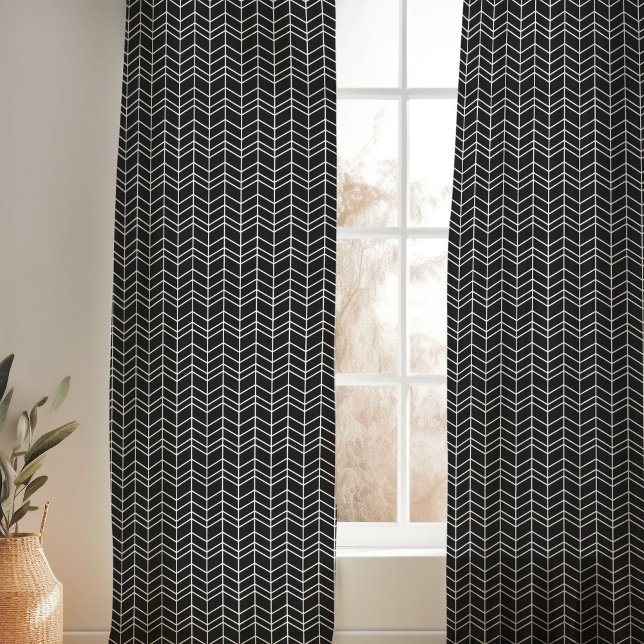 Black and White Modern Herringbone Sheer Curtains (Creator Uploaded)