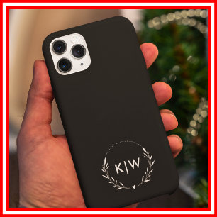 Black and White   Modern Initials Monogram iPhone 16 Pro Max Case