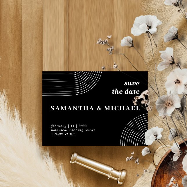 Black and White Modern Line Geometric Save date Invitation (Creator Uploaded)