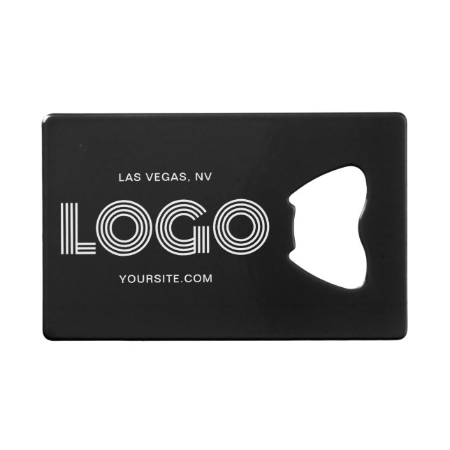 Black and White Modern Logo Credit Card Bottle Opener (Front (Horizontal))