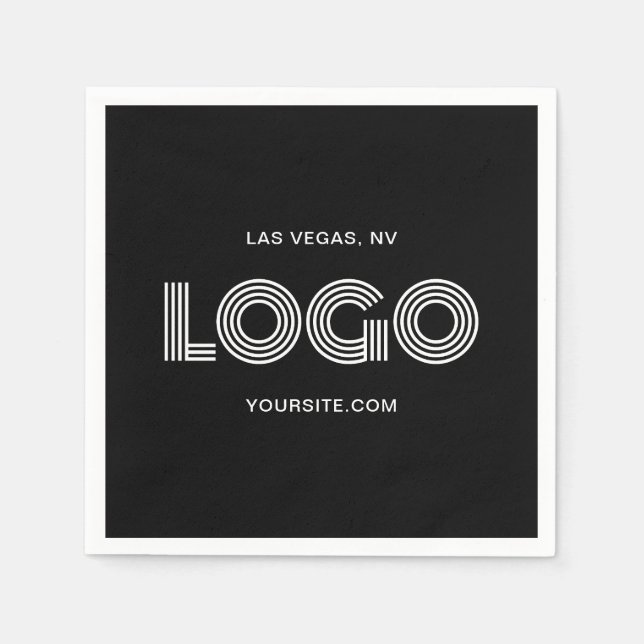 Black and White Modern Logo Napkins (Front)