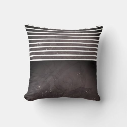 Black and White Modern Marble Stripe Throw Pillow