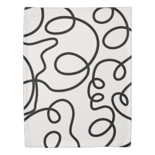Black And White Modern Minimal Line Brush Strokes Duvet Cover