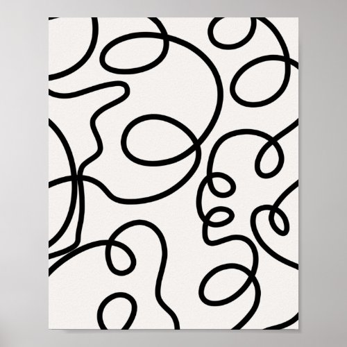 Black And White Modern Minimal Line Brush Strokes Poster