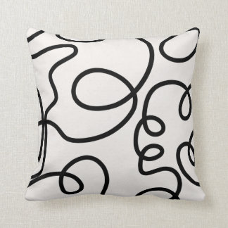 Black And White Modern Minimal Line Brush Strokes Throw Pillow