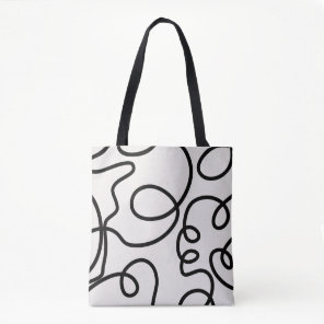 Black And White Modern Minimal Line Brush Strokes Tote Bag