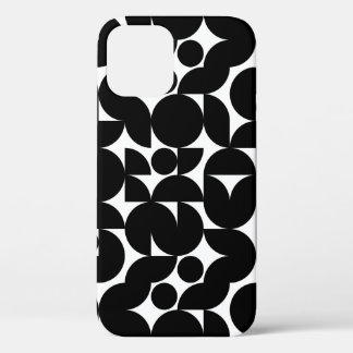 Black and white modern minimalism pattern iPhone 12 case
