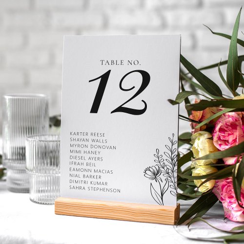 Black and White Modern Minimalist Classic Wedding Table Number