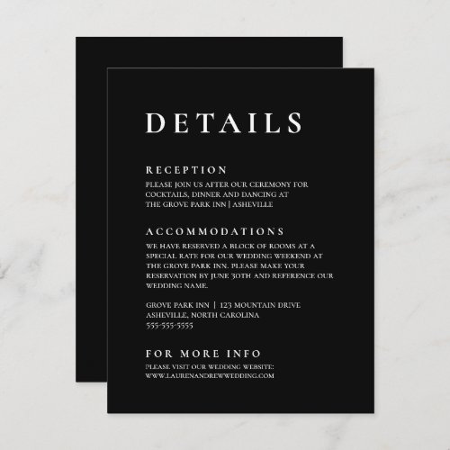 Black and White Modern Minimalist Elegant 2 Enclosure Card