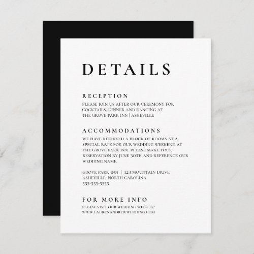 Black and White Modern Minimalist Elegant Enclosure Card