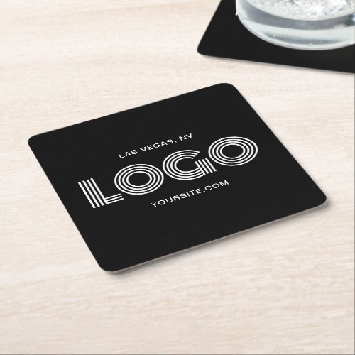 Black and White Modern Minimalist Logo Promo Square Paper Coaster
