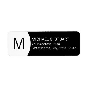 Black and White Modern Minimalist Monogram Label