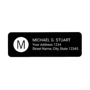 Black and White Modern Minimalist Monogram Label