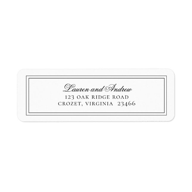Black and White Modern Minimalist Return Address Label (Front)