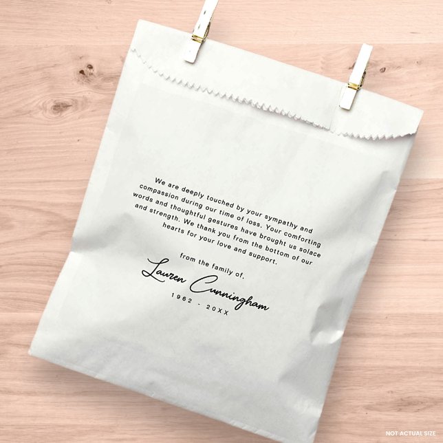 Black and White Modern Minimalist Simple Funeral Favor Bag (Creator Uploaded)