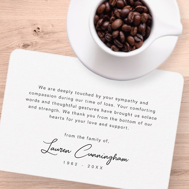 Black and White Modern Minimalist Simple Funeral Thank You Card (Creator Uploaded)