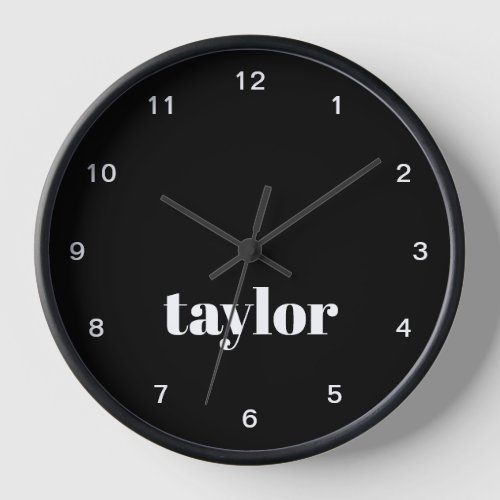 Black and White Modern Minimalist Trendy Custom Clock