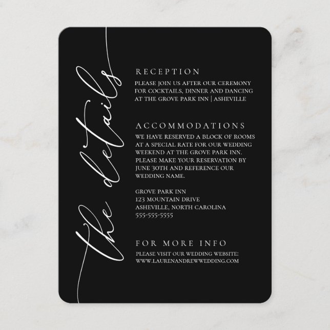 Black and White Modern Minimalist Wedding 2 Enclos Enclosure Card (Front)