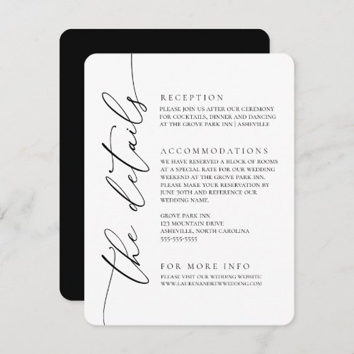 Black and White Modern Minimalist Wedding 2 Enclosure Card