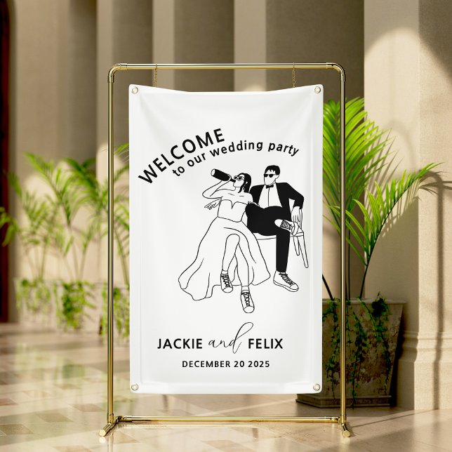 Black and White Modern Minimalist Wedding Banner (Creator Uploaded)