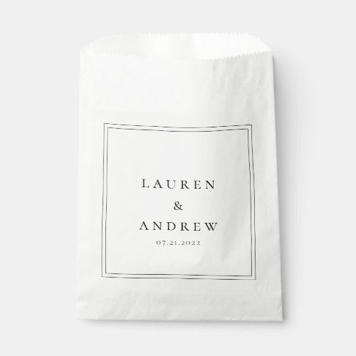 Black and White Modern Minimalist Wedding Favor Bag