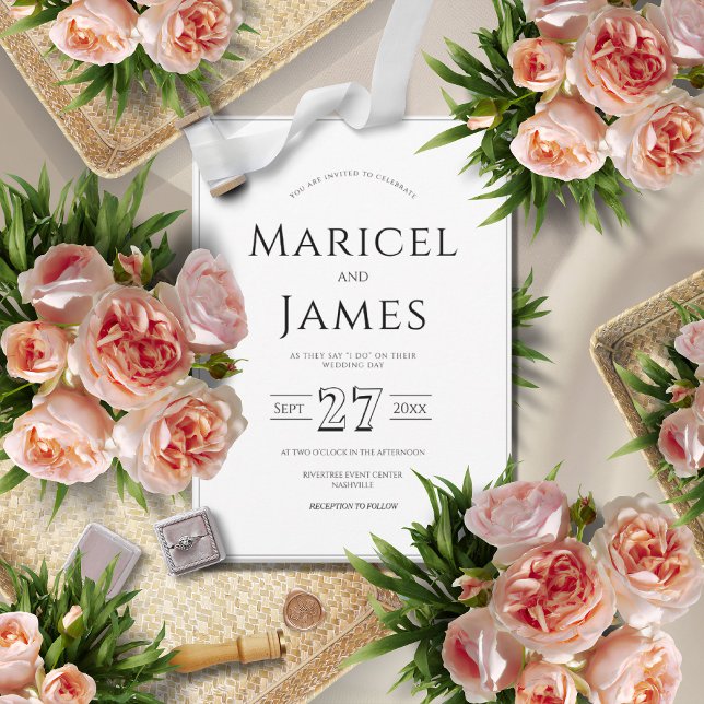 Black and White Modern Minimalist Wedding Invitation (Creator Uploaded)