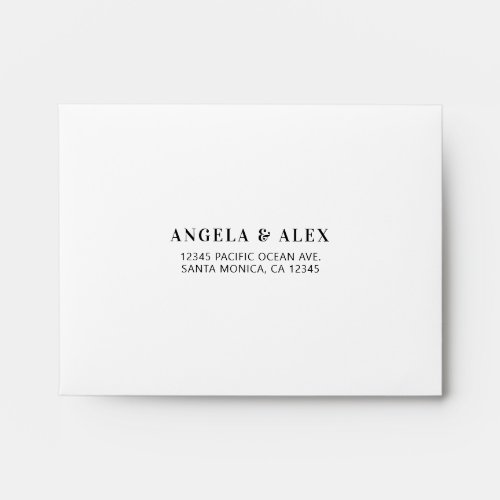 Black and White Modern Minimalist Wedding RSVP Envelope