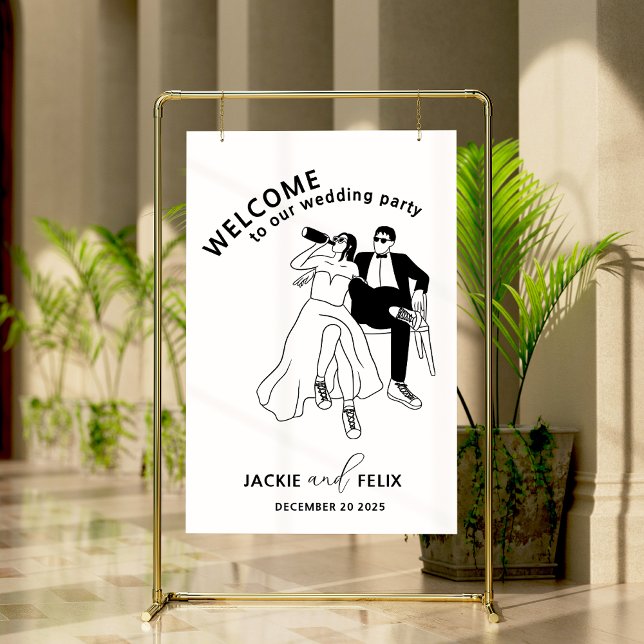 Black and White Modern Minimalist Wedding Welcome Foam Board (Creator Uploaded)