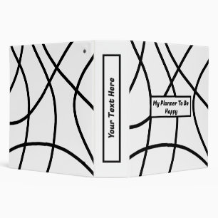 black and white Modern Minimalistic Abstract 3 Ring Binder