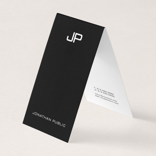 Black And White Modern Monogram Elegant Minimalist Business Card
