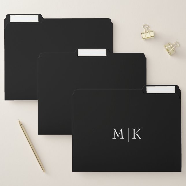 Black and White | Modern Monogram File Folder (Set)