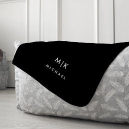 Black and White | Modern Monogram Fleece Blanket