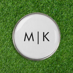 Black and White Modern Monogram Golf Ball Marker