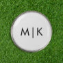 Black and White | Modern Monogram Golf Ball Marker