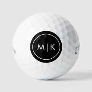 Black and White Modern Monogram Golf Balls