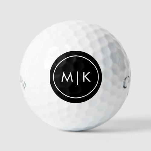 Black and White  Modern Monogram Golf Balls